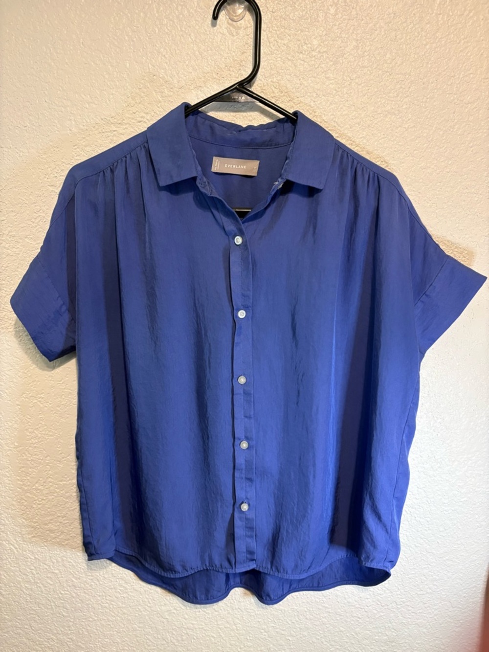Everlane Short-Sleeve Button-Down Shirt in Royal Blue